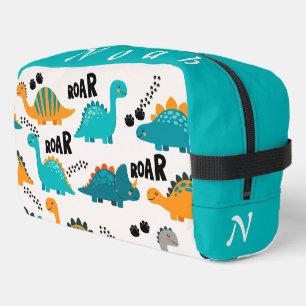 Cute Dinosaurus Patroon Aangepaste Monogram Naam K Toilettasje