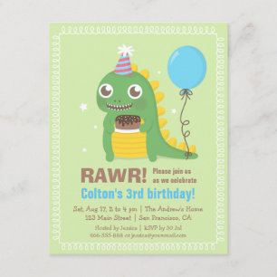 Cute dinosaurus verjaardagsfeest uitnodigingen