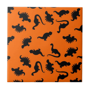Cute Dinosauruspatroon op Oranje Tegeltje