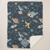 Cute Dinosaurussen in Space Pattern Kinder Sherpa Deken (Voorkant)