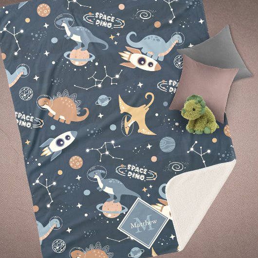 Cute Dinosaurussen in Space Pattern Kinder Sherpa Deken