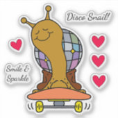 Cute Disco Snail On Skateboard Vinyl Sticker (Voorkant)