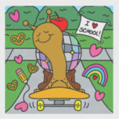 Cute Disco Snail Skateboards Back To School Vinyl Sticker (Voorkant)