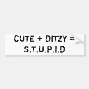 CUTE + DITZY = S.T.U.P.I.D BUMPERSTICKER