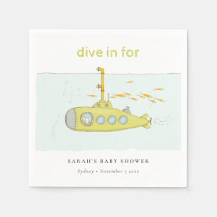 Cute Dive in onderwateronderzeeër Baby shower Servet