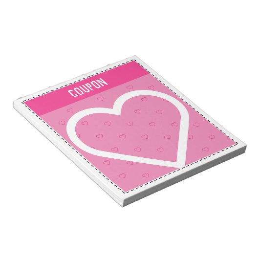 Cute DIY Coupons | Roze harten Notitieblok (Schuin)