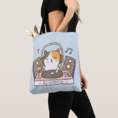 Cute DJ Scratch Kitty Cat Canvas tas (Dichtbij)