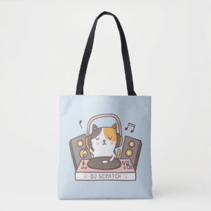 Cute DJ Scratch Kitty Cat Sac fourre-tout
