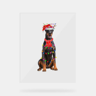 Cute Doberman feux d'arbre de Noël Amoureux des ch