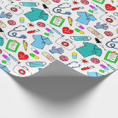 Cute Doctor Nurse Medical Supply Pattern Cadeaupapier (Hoek)