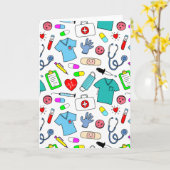 Cute Doctor Nurse Medical Supply Pattern Kaart (Gele Bloem)