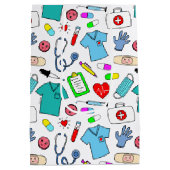 Cute Doctor Nurse Medical Supply Pattern Medium Cadeauzakje (Achterkant)