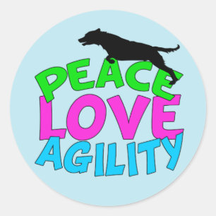 Cute Dog Agility Blue Ronde Sticker
