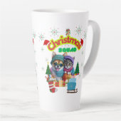 Cute dog and cat Christmas squad design  Latte Mok (Rechterhoek)