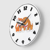 Cute Dog And Cat Clock Grote Klok (Hoek)
