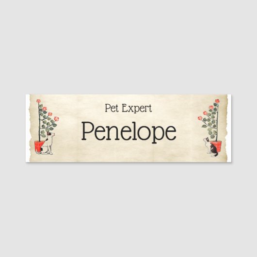 Cute Dog and Cat Pet Store Animal Expert Naamplaatje (Voorkant)