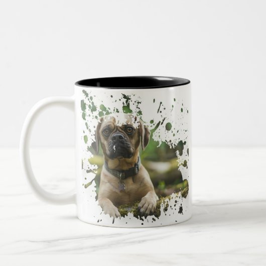 Cute Dog Artwork Tweekleurige Koffiemok (Links)