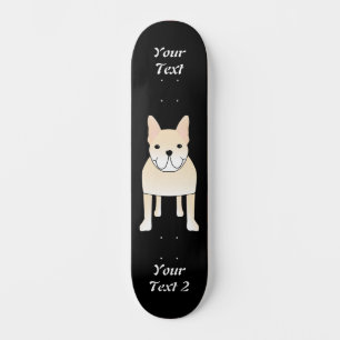 Cute Dog. Bleke Cream French Bulldog. Skateboard