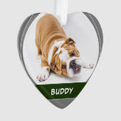 Cute Dog Bulldog Puppy Modern kerstfoto Ornament (voorkant)