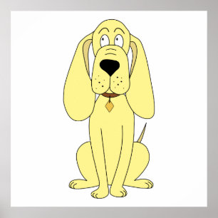 Cute Dog Cartoon. Gele hond. Poster