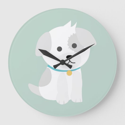 Cute Dog Cartoon Tekening Grote Klok (Voorkant)