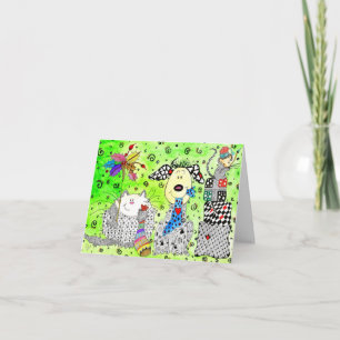 Cute Dog, Cat and Mouse Kerstmis Wenskaart Feestdagen Kaart