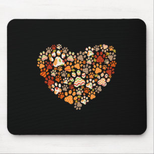 Cute Dog Cat Paw Print Pumpkin Autumn Leaf Herfst Muismat