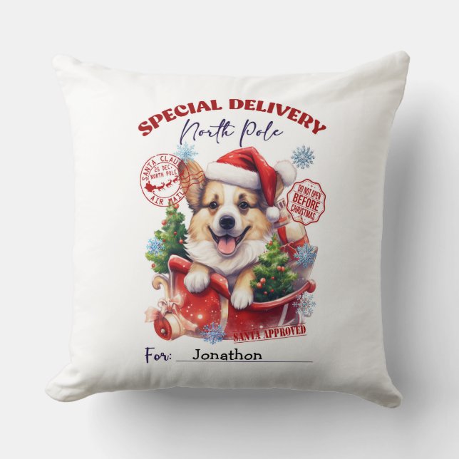 Cute Dog Christmas Throw Pillow Kussen (Voorkant)