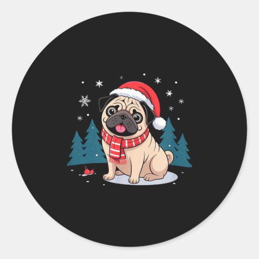 Cute Dog Christmas Valentines Design  Ronde Sticker (Voorkant)
