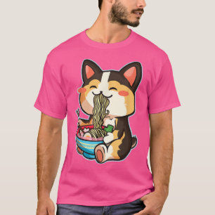Cute Dog Corgi Eating Ramen - Otaku Manga Kawaii C T-shirt