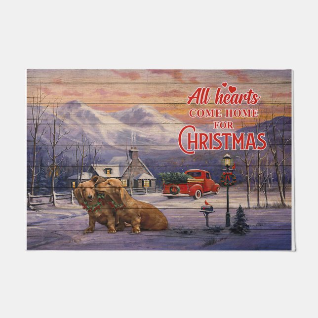 Cute Dog Couples Mat, kerstdecoratie Deurmat (Voorkant)