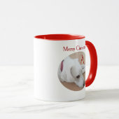 Cute Dog Custom Single Initiaal Red Kerstmis Mok (Voorkant rechts)