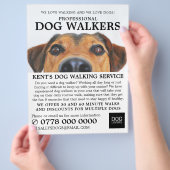 Cute Dog, Dog Walker Service Adverteren Flyer (Hand)