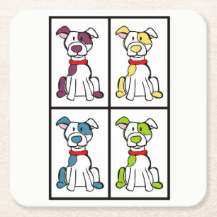 Cute Dog Drawing - Buled Breed Vierkante Kartonnen Onderzetter
