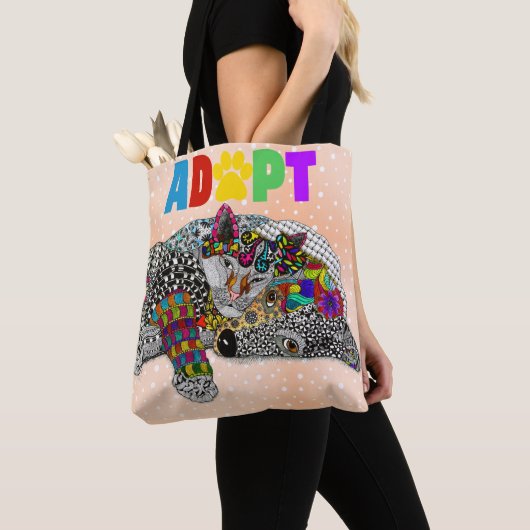 Cute Dog en Cat Pet Adoption Canvas tas (Dichtbij)