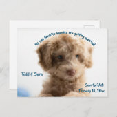 Cute Dog en zijn Humans sparen de Datum Aankondigi Briefkaart (Voorkant / Achterkant)