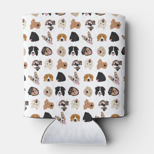 Cute Dog Face Illustration Pattern Blikjeskoeler (Achterkant)