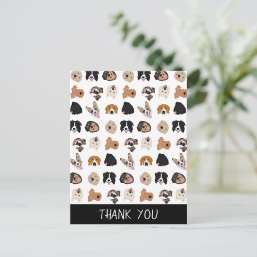 Cute Dog Face Illustration Pattern Briefkaart (Staand voorkant)