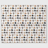 Cute Dog Face Illustration Pattern Cadeaupapier (Vlak)