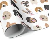 Cute Dog Face Illustration Pattern Cadeaupapier (Rol Hoek)
