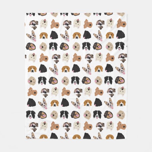 Cute Dog Face Illustration Pattern Fleece Deken (Voorkant)