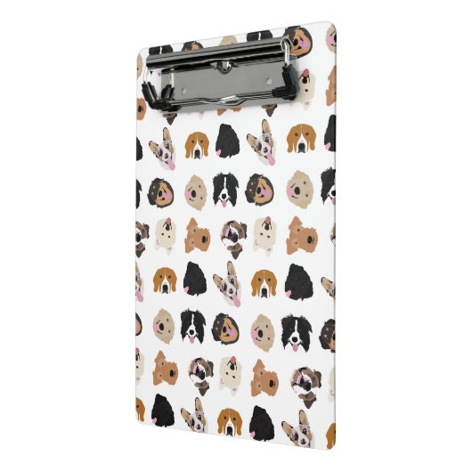 Cute Dog Face Illustration Pattern Mini Klembord (Angled2)