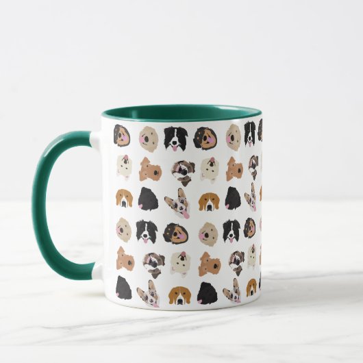 Cute Dog Face Illustration Pattern Mok (Links)