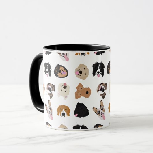 Cute Dog Face Illustration Pattern Mok (Voorkant links)