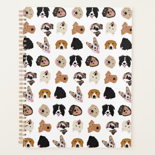 Cute Dog Face Illustration Pattern Planner (Voorkant)