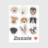 Cute Dog Face Illustration Pattern Sticker (Vel)
