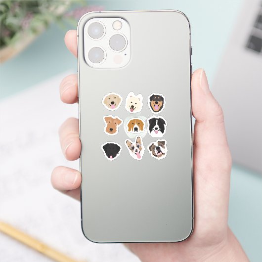 Cute Dog Face Illustration Pattern Sticker (Telefoon)