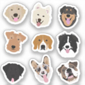 Cute Dog Face Illustration Pattern Sticker (Voorkant)