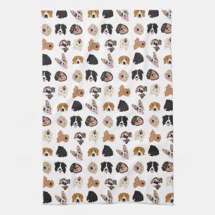 Cute Dog Face Illustration Pattern Theedoek