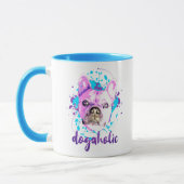 Cute Dog Face Pink Blue Dogaholic Mok (Links)